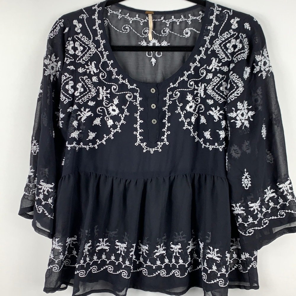 Free People Embroidered Top